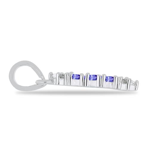 BUY 925 SILVER  NATURAL TANZANITE WITH WHITE ZIRCON GEMSTONE CLASSIC PENDANT